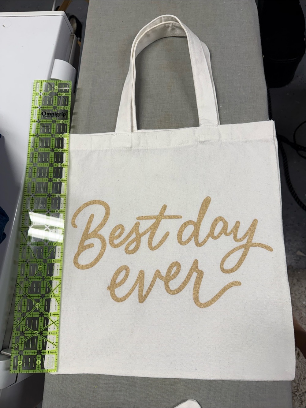 Canvas Bridal Tote Bag "Best day ever" Gold Print - Getting Ready / Day of Bag